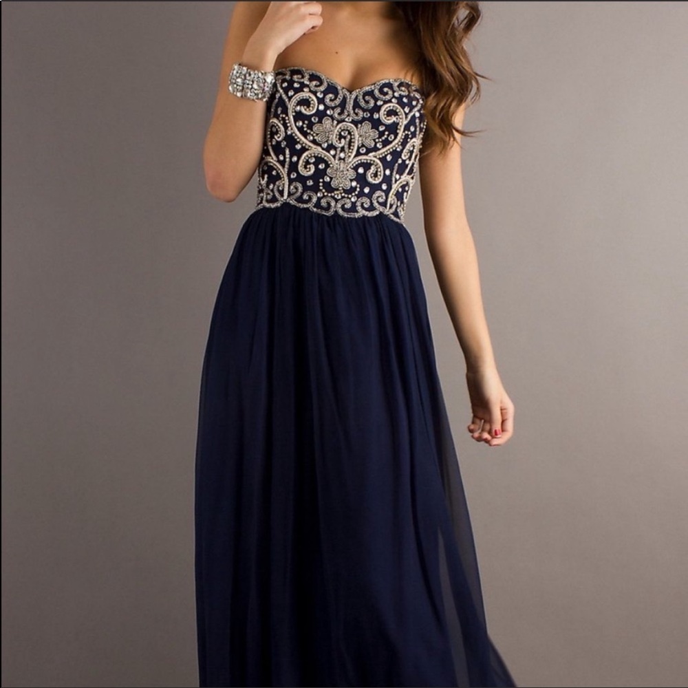 Sean collection beaded strapless formal dress